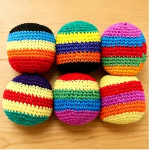 Random 3/6/ PCS Hand-Made Knitted Hacky Sack, 2026 Upgraded Assorted Foot Bag Crochet Hacky Sacks for Adults, Juggling Balls for Beginners, Multicolored Geometric Pattern, Ready-to-Use Hacky Sacks