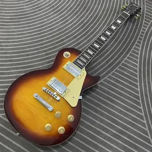 High-quality LP electric guitar with 22 frets, flame wood veneer, HH pickups, chrome hardware, solid body, rosewood fretboard, 6 strings.