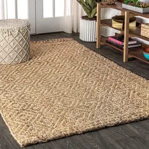 JONATHAN Y Hira Hand Woven Diamond Chunky Jute Indoor Area Rug; for Living Room, Kitchen, Bedroom, Dining Room, Office