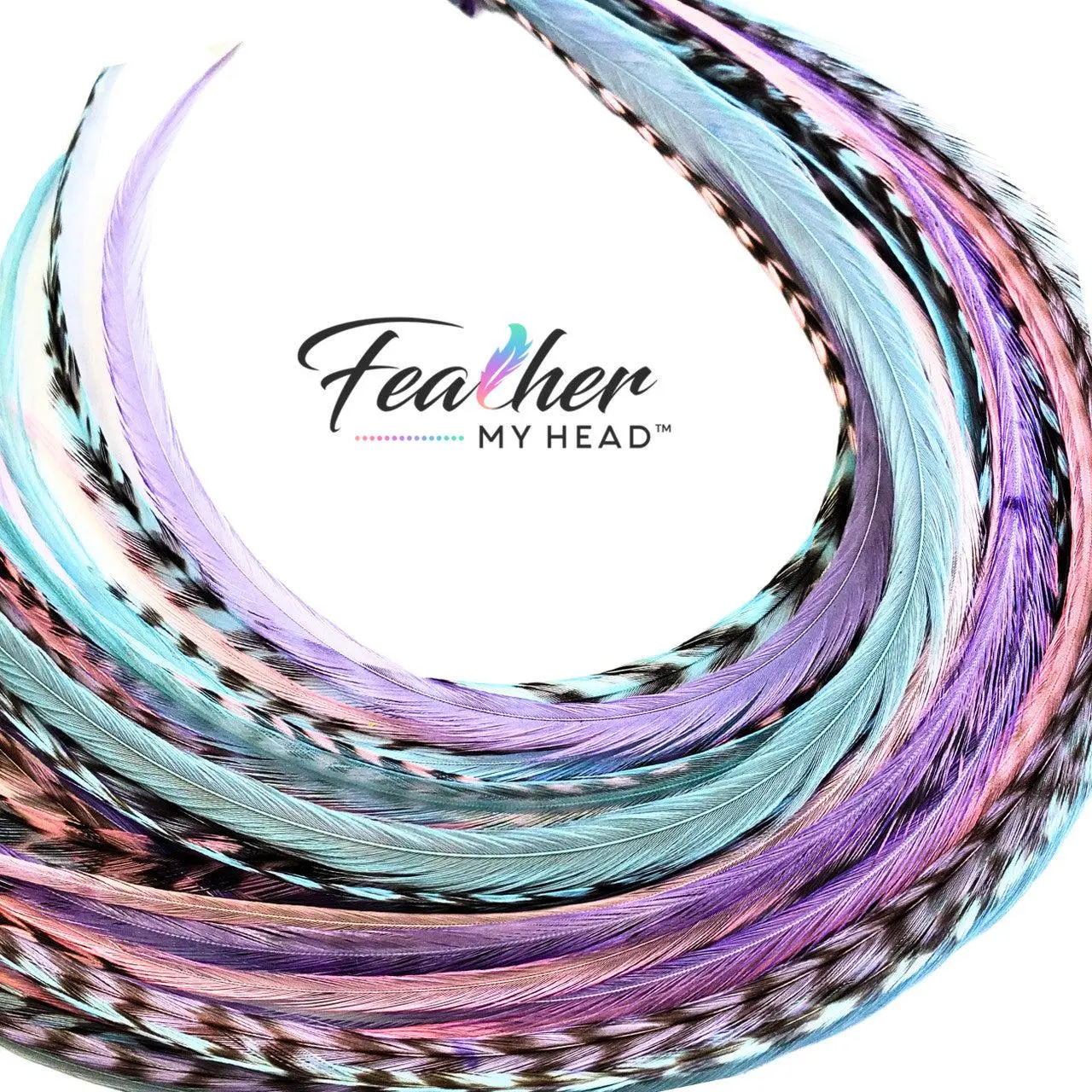 Frosted Cupcake Feather Extensions – Pastel Pink Blue Purple Hair Feathers