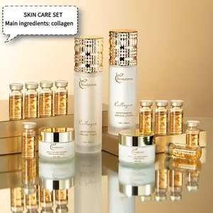 14-Piece Luxury Collagen Skin Care Set Women-Anti-Wrinkle Moisturizing Skin Lifting Sodium Hydrate, Vitamin B3-Deep Moisturizing and Skin Lightening,-Perfect Gift Box Contains Facial Clarifying Toner Injection Essence Lotion Facial Eye Cream Birthday Chri