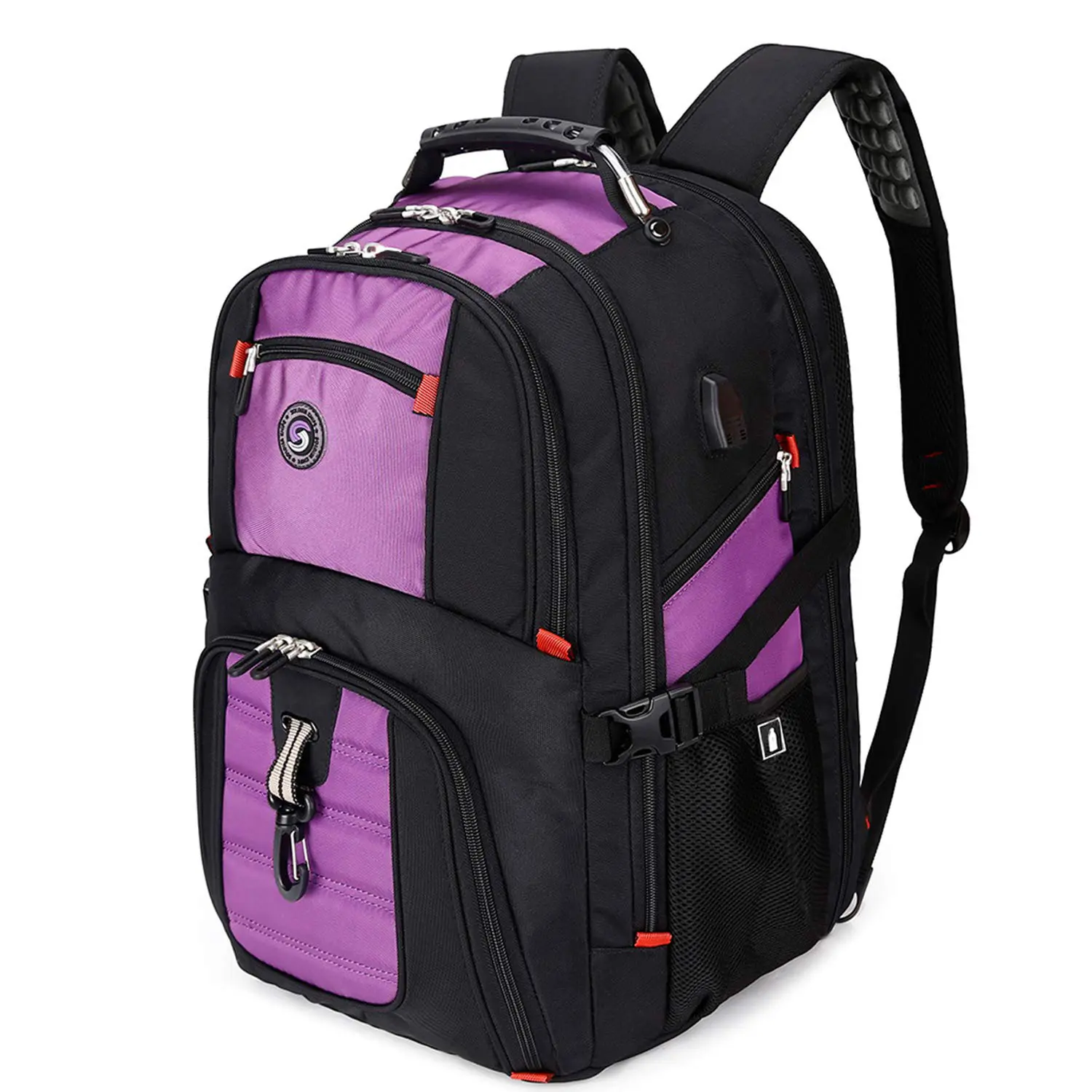 Extra Large 52L Travel Laptop Backpack with USB Charging Port, College High School Backpack Airline Approved Business Work Bag Fit 17 Inch Laptops for Men Women,Purple