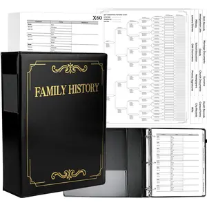 GISGFIM Family History Binder 3 Ring 60 Families Group Sheets 8th Generation 16 Sheets Genealogy Binder Dividers Family Tree Chart Genealogy Organizer Supplies with Pen Loop PVC Pocket for Families History