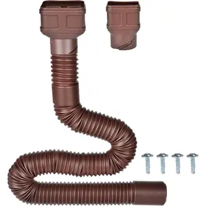 7ft Long Gutter Downspout Extensions, Outer Diameter 3" Downspout Extender for Rainwater Drainage, Flexible Drainage Pipe Suitable for 2"*3" and 3"*4" Downspout (Brown-1-Pack)