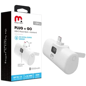 MyBat Pro 5000mAh USB-C Portable Quick Charging Power Bank with Stand Plug Go 20W Fast Charge LED Display