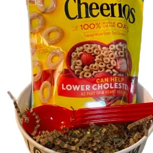 Cheerios Cereal Gift Bowl - 100% Whole Grain Oats Cereal with Red Spoon for Oatmeal Meal - Includes Lucky Charms, Cinnamon Toast Crunch, Front Loops, Honey Nut Cherries, Captain Crunch Berries