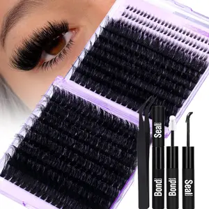 360 Cluster False Eyelashes, DIY Lash Clusters, 12-24mm Long Fluffy Lush Volume, D Curl Mixed Lengths, DIY Home Application Kit (360 Pieces), Cosmetic Eyelash Extension, Makeup Eyelashes Extension