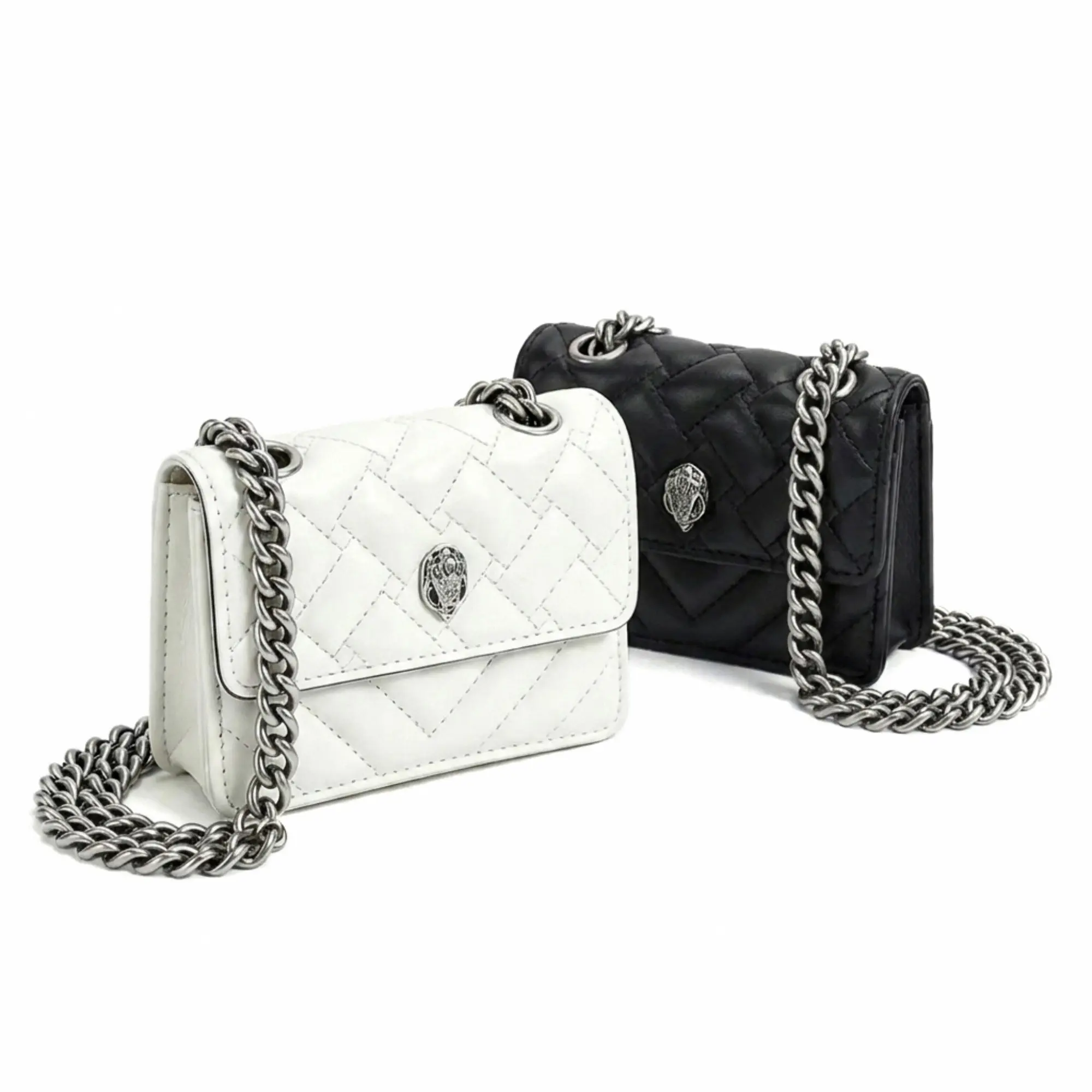 Mini Eagle Head Flap Crossbody Bag, Women's PU Leather Thick Chain Shoulder Purse, Trendy Small Card Holder and Mini Handbag