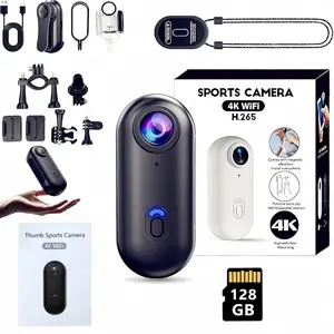 Alano 4K 128G Thumb Action Camera, Tiny Size, Mount Anywhere, Small Body Camera with Spring Clip, Portable Vlogging, Hands-Free POV Recording, Helmet Cam for Cycling, Motorcycle (128G-Card, Black) Compact Iron Magnetic Metal Rechargeable Water Proof