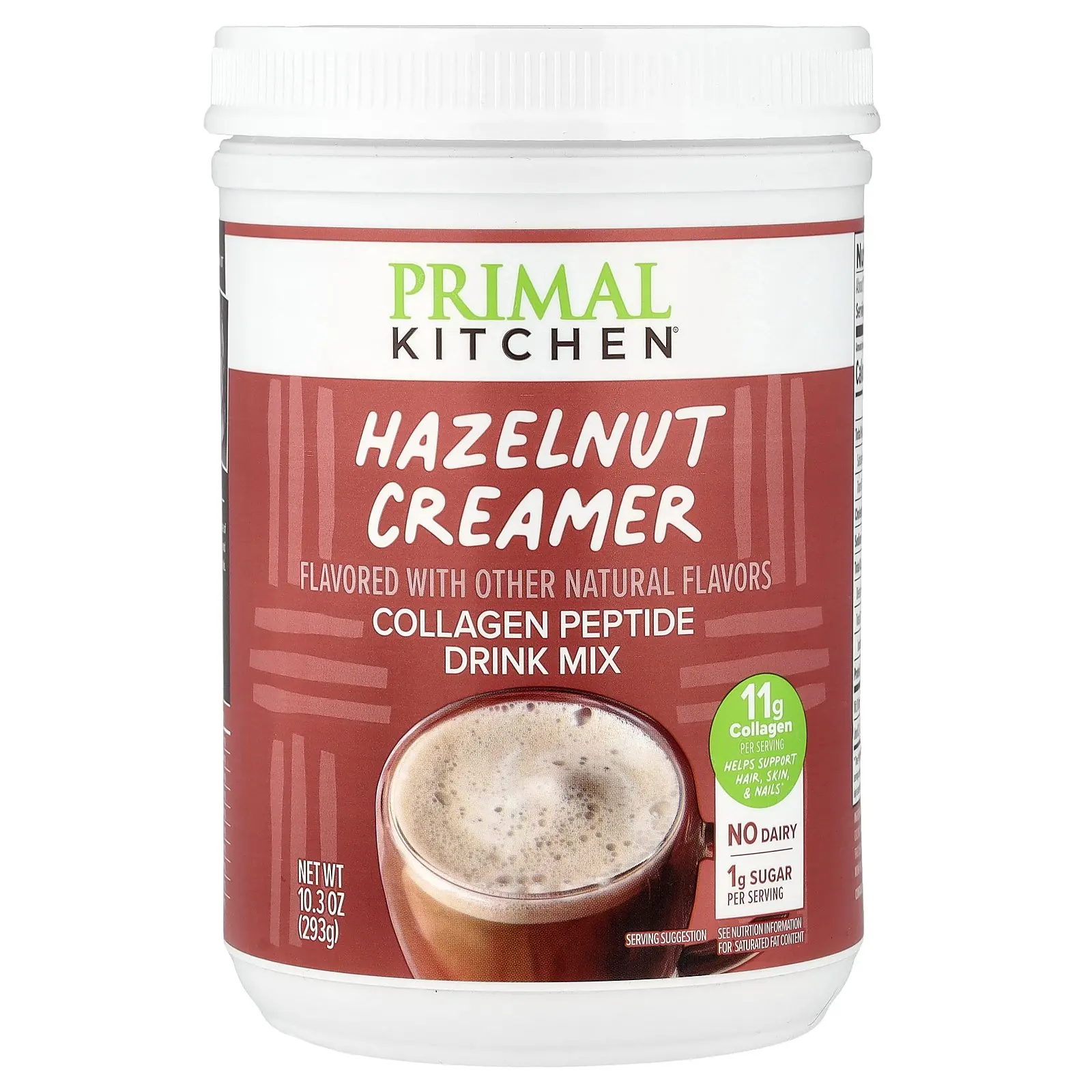 Primal Kitchen Collagen Peptide Drink Mix, Hazelnut Creamer, 10.3 oz (293 g)