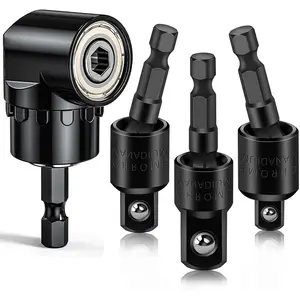 Flexible Drill Bit Extension Set with Right Angle Attachment, 360? Rotatable 1/4 3/8 1/2"  Grade Socket Adapter Sets for Cordless Drill & , Power Drill & Driver