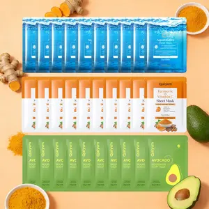 Hydrating Brightening Nourishing Facial Mask - Deep Hydrating Mask 30Pcs Quyum 8X H2O AquaVitalize Turmeric Vitamin Avocado Skin Repair Face Mask