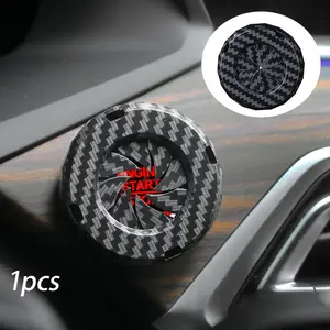 Car Engine Start Stop Button Cover, Carbon Fiber Pattern Car Engine Start Stop Decoration, Durable Car Interior Sticker, Car Accessories