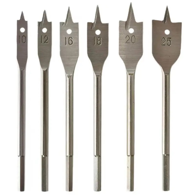 6pcs Triangular Flat Drill Set for Woodworking, Precision Drill Bits for Wood Plastic Metal, Hex Shank Enlarger Tool for Efficient Drilling