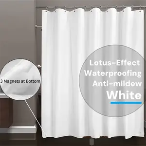 Upscale Thickened opaque Fabric Shower Curtain or Liner with Magnets - Soft Cloth Shower Liner with Hotel Quality,Waterproof and Mold  Machine Washable - White, 72x72inch,Bathroom Wall Decor Accessories