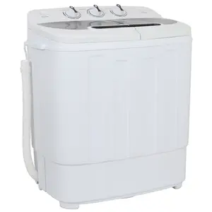 SUPERDEAL Wash Machine Twin Tub Portable Compact  Spin Dry Cycle 13lbs Semi-Automatic Home Mini Washer, White