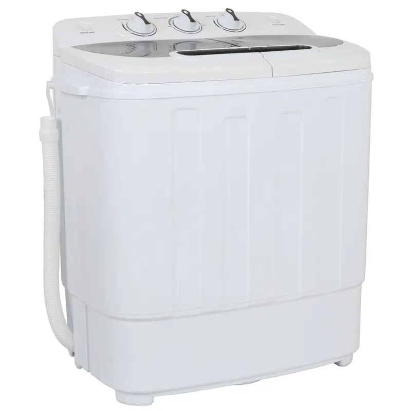 Portable Compact Twin-Tub Semi-Automatic Washing Machine - 13 lbs cap., Plumbing-Free, Spin Dry Cycle, White Home Mini Washer