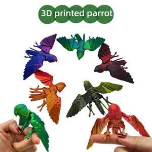 3pcs 3D Printed Realistic Parrot Toy, Full Jointed Body, Wings Head Tail Feet Moveable, Home Shop Office Decor, Holiday Party Birthday Gift