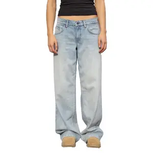 Women’s spring and summer denim pants, low-rise straight-leg jeans with multiple pockets GARMENTARY