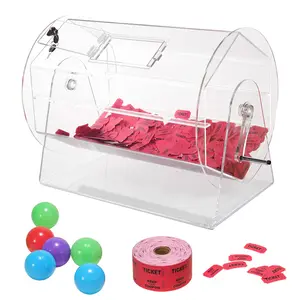 【fathersdaygift】VEVOR Acrylic Raffle Drum, Professional Raffle Ticket Spinning Cage with 2 Keys, Transparent Lottery Spinning Drawing, Holds 10000 Tickets or 300 Raffle Balls, Raffle Ticket Box for Lottery Games Bing