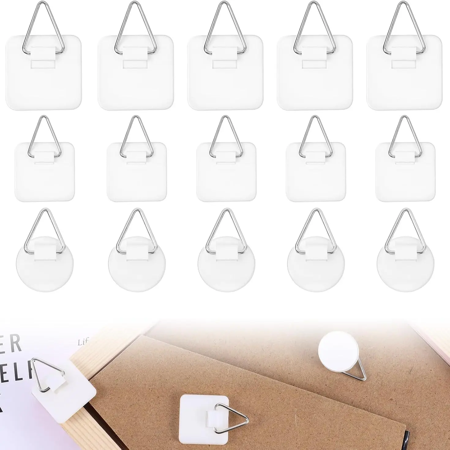 15 Pack Plate Hangers for Wall Invisible Adhesive Picture Hangers, Wall Display Holder, Picture Hanging Hooks for Decorative Plates, Self Adhesive Hooks, Sticky Hooks