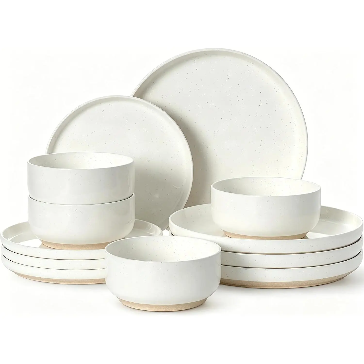 12-Piece Porcelain Dinnerware Set for 4, Modern Cream White Kitchen Dish Sets for Everyday Use, Scratch and Chip Resistant, Dishwasher Safe, Ceramic Dinnerware Set