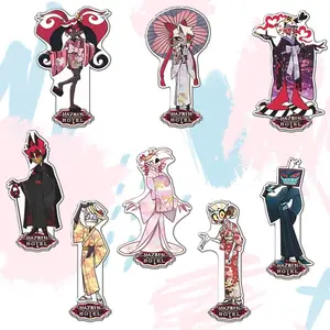 For Hazbin Hotel Vox Husk Valentino Vaggie Velvet 15CM Custom Anime Peripherals Acrylic Stand Desktop Ornament Festival Gift