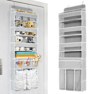 Large Over The Door Organizer with Removable Diaper Caddy - 45lb Capacity, 10 Side Mesh Pockets, Extra-Large Diaper Storage (Holds 60 XXXL Diapers) – Safe Non-Toxic Fabric for Baby Essentials, Nursery Organizer