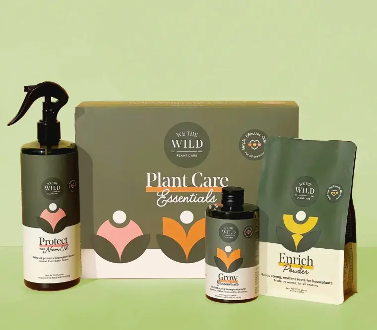 We The Wild Essential Plant Care Kit - Grow Concentrate, Protect Spray & Enrich Powder for Fast Growth Healthy Leaves & Strong Roots