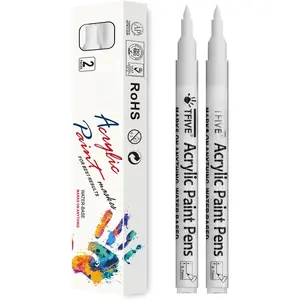 White  Marker  Pens - 2 Pack  Permanent Marker, 0.7mm Extra Fine Tip  Pen for Art Projects, Drawing, Rock Painting, Ceramic, Glass, , Plastic, Metal, Canvas DIY Crafts