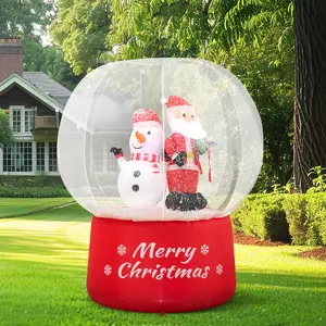 4FT Christmas Inflatable Outdoor Decorations: Light Up Snow Globe with Santa and Snowman Giving Gifts Scene - Crystal Ball Inflatable Blow Up Yard Decoration for Xmas Garden Lawn Party Indoor Decor
