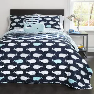 Lush Decor Full/Queen Size Whale Quilt 5 Piece Set