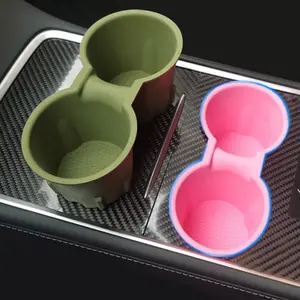 Car Center Console Cup Holder Insert, 1 Count Anti-slip Silicone Center Console Cup Holder, Car Interior Accessories for Tesla Model 3/Y