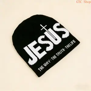 Casual Unisex Y2K Letter Jacquard Knit Beanie – Cross & Heart Pattern Design, Soft Stretchy Warm Winter Cap for Men & Women, Trendy Streetwear Style Perfect for Outdoor Sports, Travel, Skateboarding & Daily Cold Weather Outfits