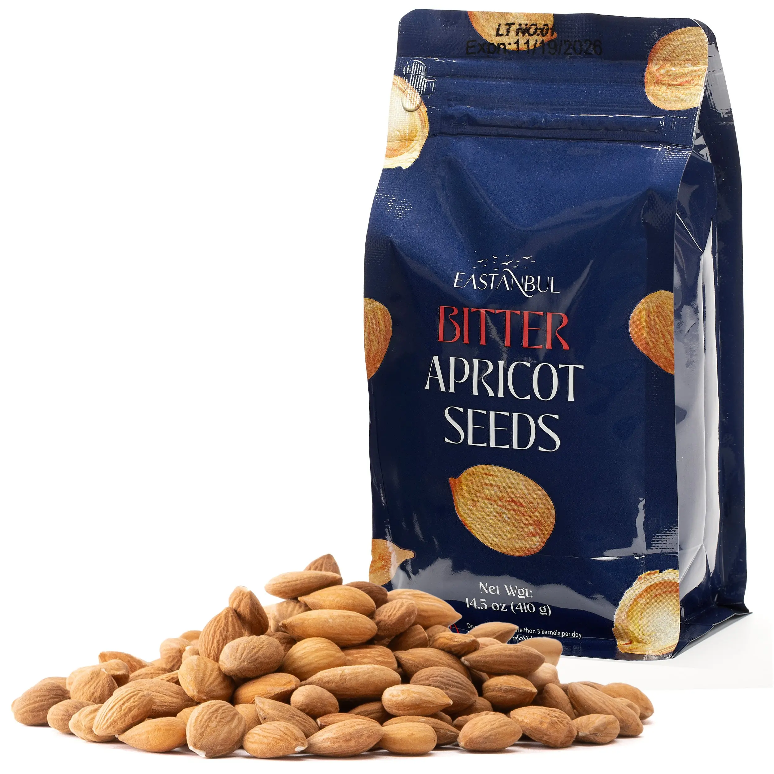 Eastanbul Bitter Apricot Kernels, 14.5oz, Raw Apricot Seeds, Natural Bitter, Not Sweet, Vegan, Non-GMO Healthy Snack