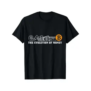 Men's Short Sleeve 100% Cotton Round Neck T-Shirt - Bitcoin Evolution of Money Graphics, Double Print, Retro, Slight Stretch, All-Season Comfort, Machine Washable, S-XXXL, Streetwear, Unisex Crypto Trader Casual Top