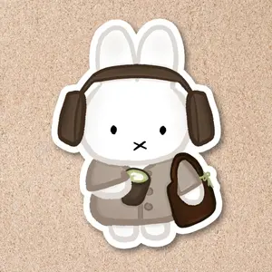Matcha Miffy Inspired Vinyl Sticker – Handmade laminated kawaii bunny decal, cute soft-girl aesthetic for laptops, journals & notebooks