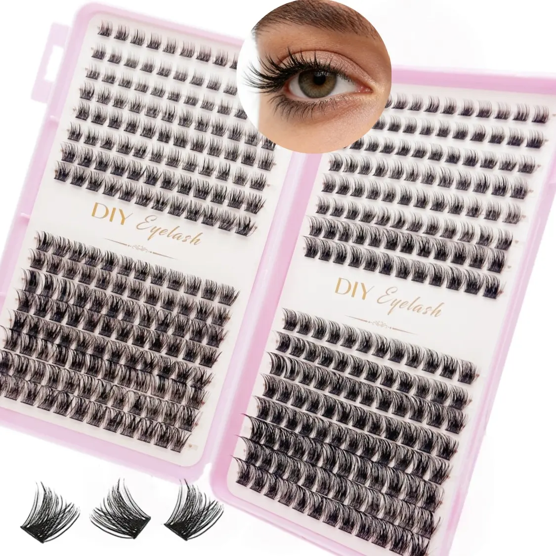 384pcs Individual Lashes Eyelash Book Clusters, Extensions False Eyelash DIY at Home, Cluster Eyelash Extensions Makeup, Cluster False Eyelashes, Synthetic Lashes