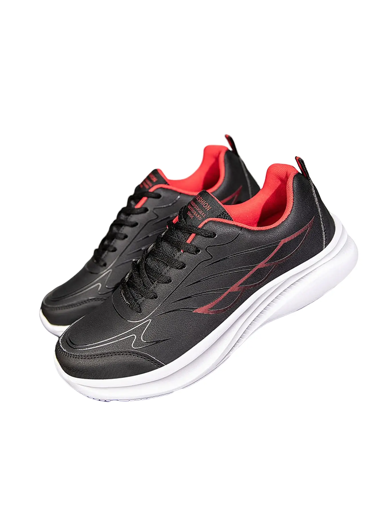 Men's Waterproof Running Shoes Lightweight Anti-Slip Synthetic Leather Trendy Eva Sole Lace-Up Casual Sports Shoes