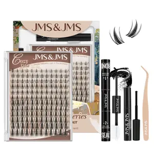 Anime Lash Kit【NO BRUSH】JMS&JMS Manga Cartoon Lashes Clear Invisible Band C Curl,(8-18 MIX) for DIY Eyelash Cluster Extension Waterproof Eyelash Makeup Cosmetic Springtok