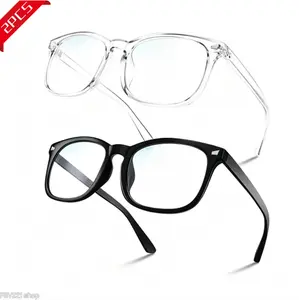 2-Pack Lightweight Black & Clear Square Frames, Digital Eye Strain Relief, Comfortable Modern Design for Everyday & Outdoor Wear, Unisex Fashionable Glasses