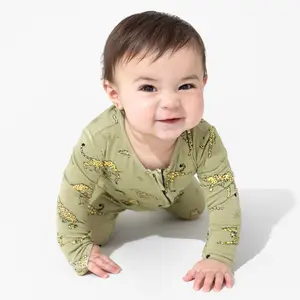 Sage & Spots Leopard Bamboo Convertible Footie Baby Girl Clothes Baby Clothing
