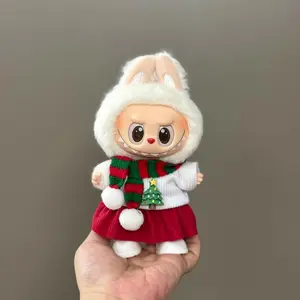 Dolls Clothes 15/17cm Dolls Outfit Christmas Theme Set Clothes 3-Piece Sets Compatible with Labubu Clothes Dolls Accessories. (Excluding shoes & doll)-BY
