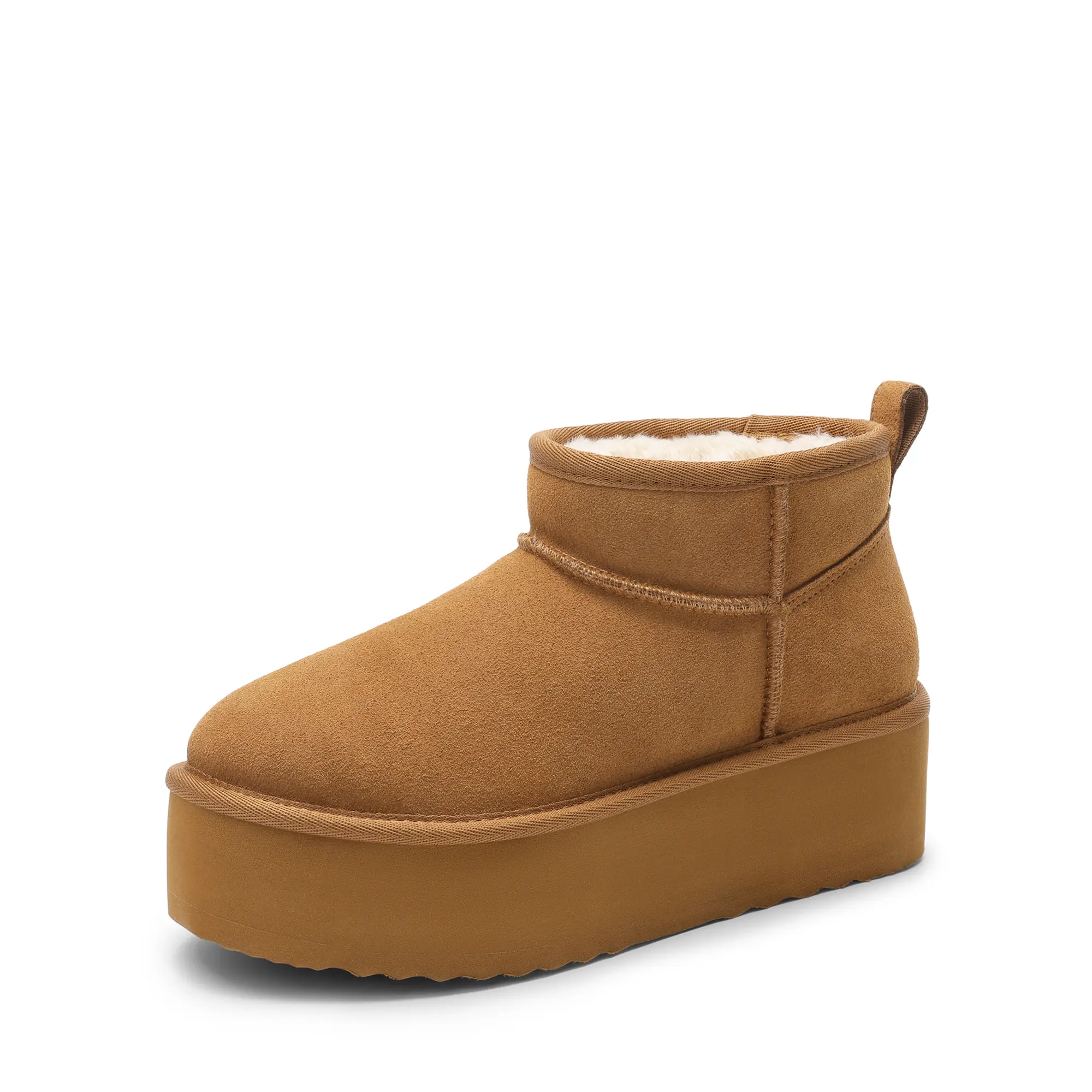 DREAM PAIRS Women's Platform Fuzzy Lined Mini Ankle Boots - Cow Suede Upper, Foam Sole, Platform Look, Thick Faux Fur Lining, Water-Repellent, Daily Durability