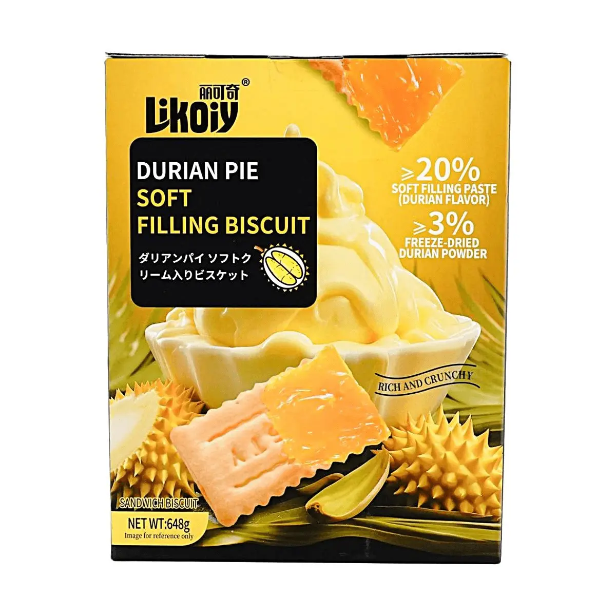 LIKEQI Durian Pastry Soft Filling Cookies 648g - Authentic Southeast Asian Snack, Rich Creamy Flavor, Perfect for Dessert Lovers