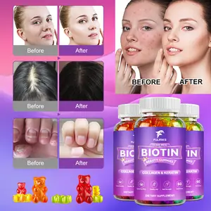 Collagen Gummies with Biotin for Hair Growth Skin Care Brighten Skin & Skin Hydrolyzed Helps Nail Bone Joint Healthcare Supplement
