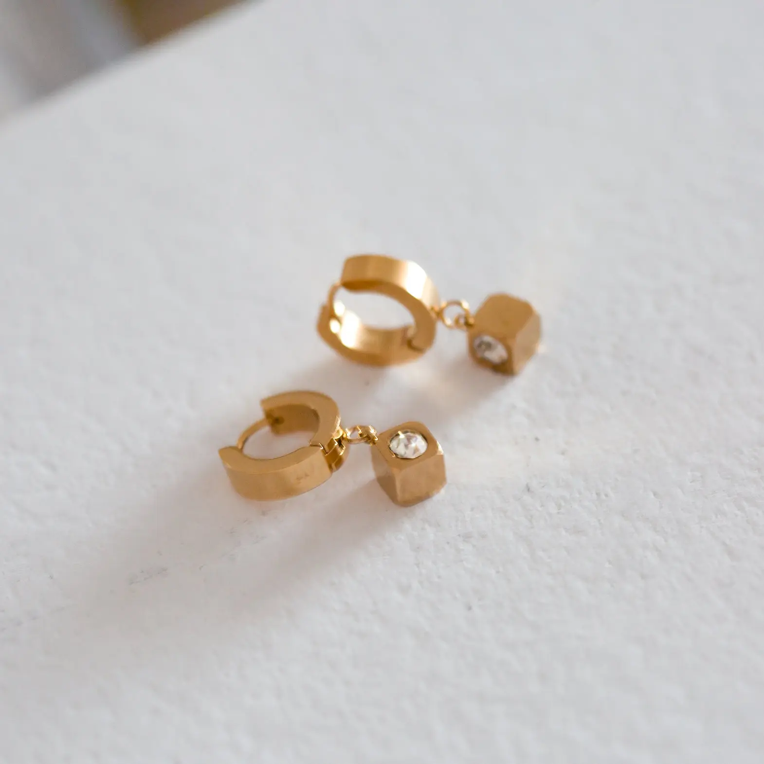 Cubic Gem Hoops