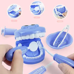 9-Piece Dentist Playset, Kids Pretend Play Toothbrush Practice Oral Care Model Kit, Interactive Role-Playing Toys for Children