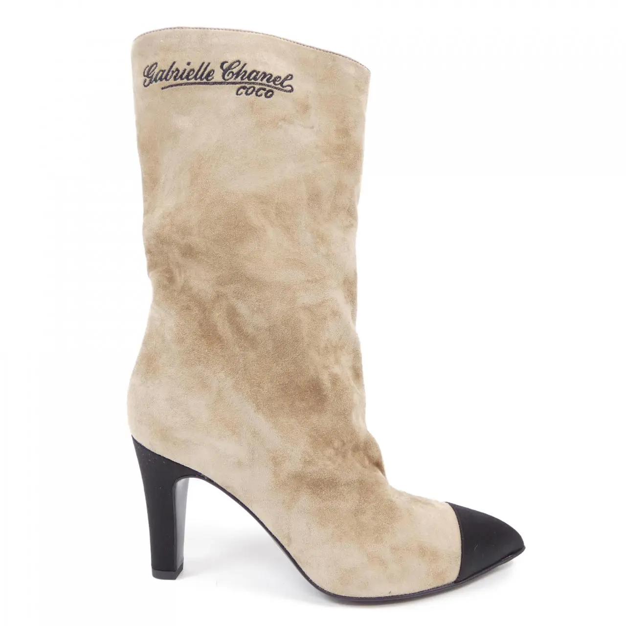 Pre-owned CHANEL Calfskin Small Leather Goods G33119Y51214 Suede Satin Boots