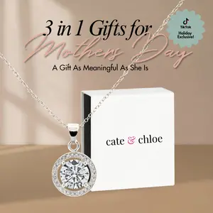 Blake 18k White Gold Plated Halo Pendant Necklace with Simulated Diamond Crystals